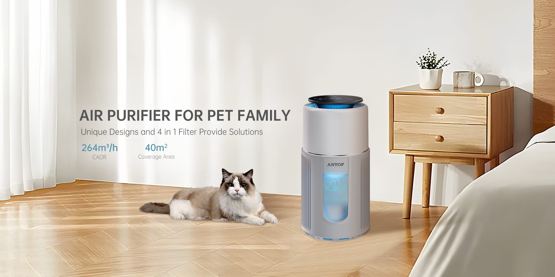 Air Purifier for Pet Family Unique Designs and 4 in 1 Filter Provide Solutions